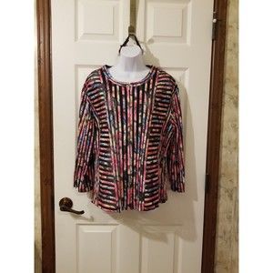 xL Modelia pink black stripe zip up light weight jacket or shirt